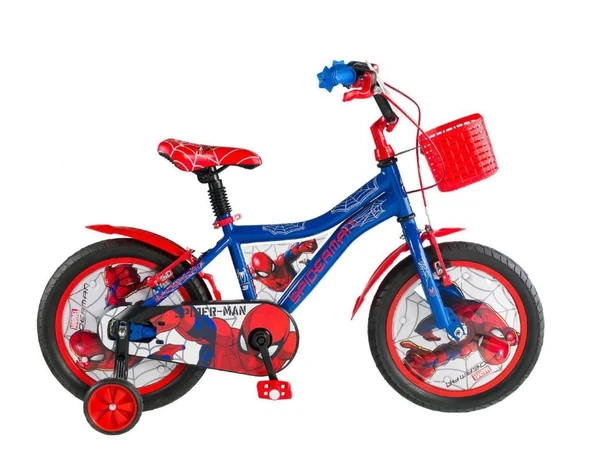 Kron Spider Man Lisanslı 12 Jant Çocuk Bisiklet Sepetli Mavi Kırmızı 3-6 Yaş Erkek Çocuk Bisikleti ürün görseli
