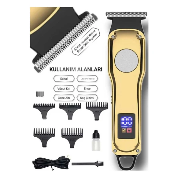 Volemi 00086 Profesyonel Sakal Ense Çizim Epilasyon Öncesi Dijital Göstergeli Tıraş Makinesi - Resim 4