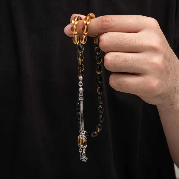 Supertrend Gümüş Püskül Sıkma Kehribar Tesbih - 4