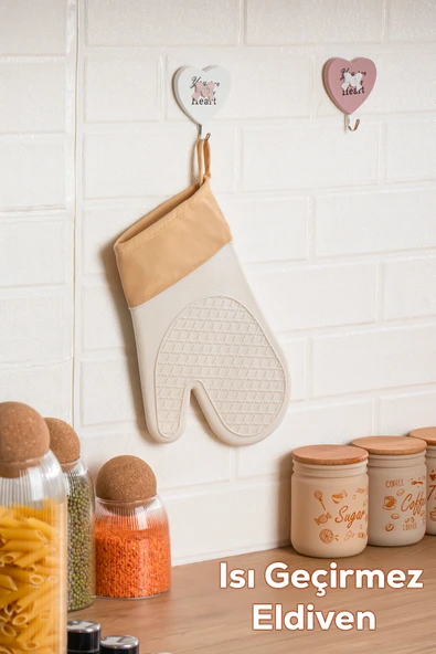 Porsima 3137 Silikon Yanmaz Yapışmaz Fırın Eldiveni Krem ürün görseli