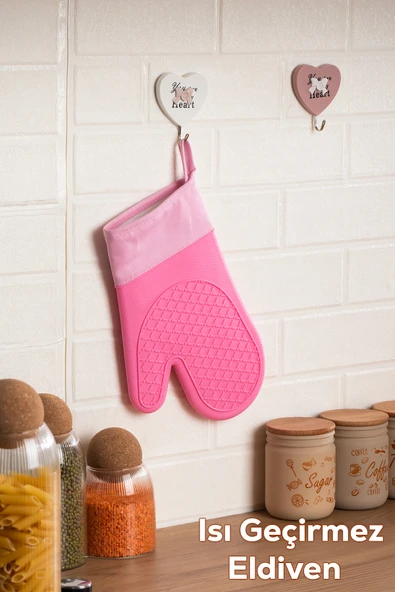 Porsima 3137-2 Silikon Yanmaz Yapışmaz Fırın Eldiveni Pembe ürün görseli
