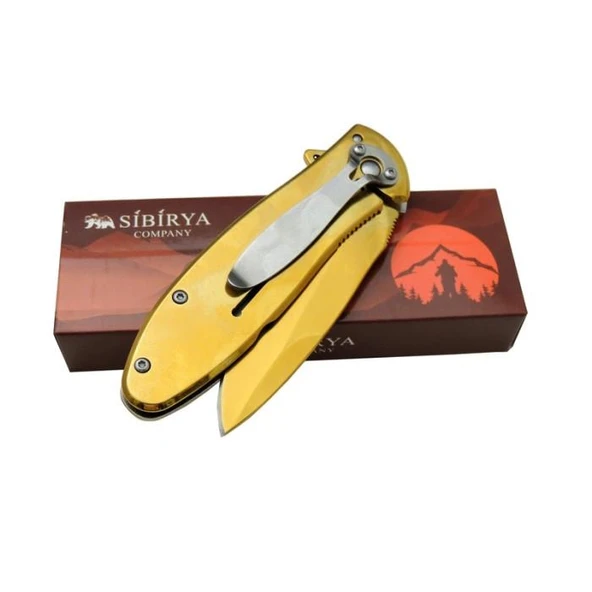 Sibirya Ayı Desenli Gold Çakı - Resim 2