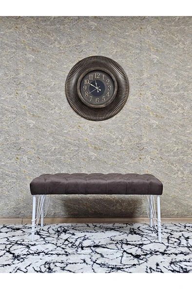 Beyaz Boyalı Tel Ayaklı 90 cm Puf Bench - Puf - Bench - Kasalı Oturak - Oturak - Yatak Ucu Puf Kahverengi Renk 90 x 41 Boyut/Ebat - Resim 3