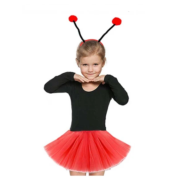 Gösteriler İçin Kırmızı Uğur Böceği Tütü Etek ve Kırmızı Uğur Böceği Taç Seti ürün görseli