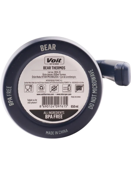 Voit Bear Termos 650ml Paslanmaz Çelik Mavi - Resim 4