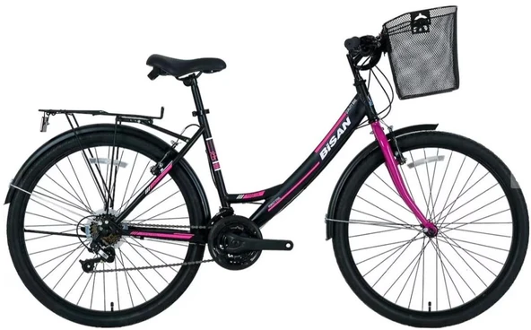 Bisan Mabella 24 Jant Şehir Bisikleti Mat Siyah Mor Renk ürün görseli 1