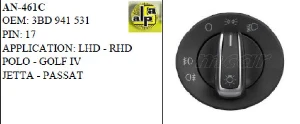 FAR ANAHTARI>VW POLO-GOLF 4-PASSAT FAR AN. KROM           >>6R0941531E/3BD941531 - MCAR-AN461C ürün görseli