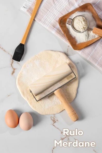 Porsima 2076 Ahşap Saplı Rulo Merdane Oklava Pürüzsüz Oklava Pizza Börek Açma Oklava ürün görseli