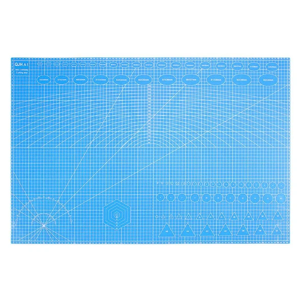 A1 Kesme Matı Patchwork - Cutting Mat - Kesim Altlığı - Kesim Tablası - 90*60cm - Mavi - 1