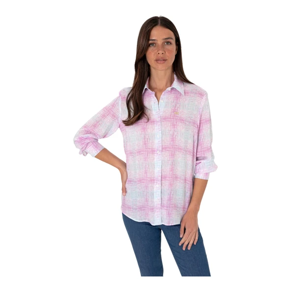 Kadın Mor Uzun Kollu Gömlek 2185849 - Resim 3