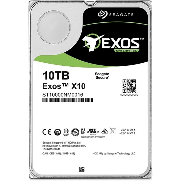 SEAGATE 3.5" 10TB EXOS ST10000NM0016 7200 RPM 256MB SATA-3 NAS ve Güvenlik Diski ürün görseli