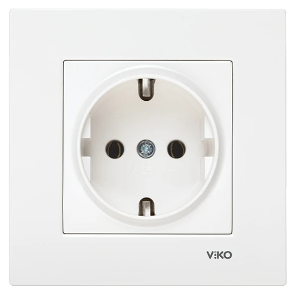 Viko Karre Beyaz Topraklı Priz (Tekli Çerçeve Dahil) ürün görseli 1