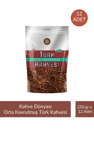 Kahve Dünyası Zıpper Türk Kahvesi Orta Kavrulmuş 250 gr x 12 Adet ürün görseli