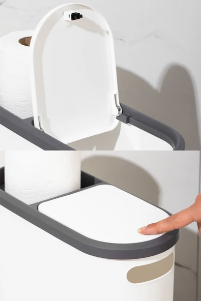 Porsima M-325 Çöp Kutusu Banyo Mutfak Çöp Kovası Kapaklı Banyo Çöp Kovası 10LT - Resim 2