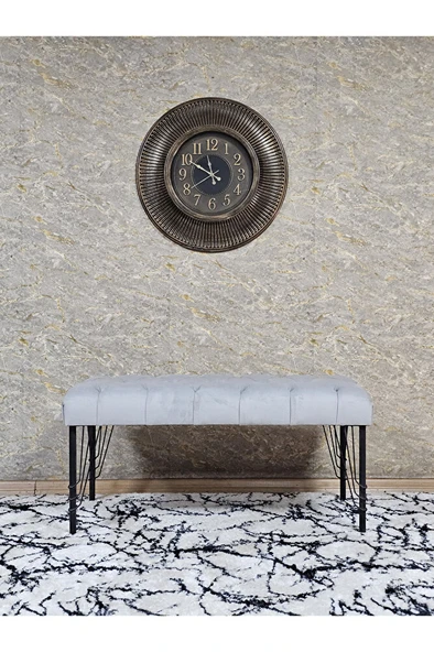 Siyah Boyalı Tel Ayaklı 90 cm Puf Bench - Puf - Bench - Kasalı Oturak - Oturak - Yatak Ucu Puf Gri Renk 90 x 41 Boyut/Ebat - 3