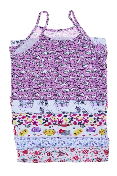 Tutku 6 Adet Kız Çocuk Elastan Empirme İp Asklı Renkli Atlet