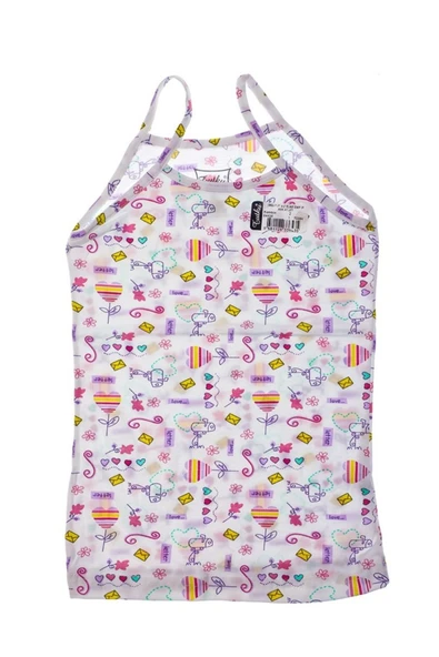 Tutku 6 Adet Kız Çocuk Elastan Empirme İp Asklı Renkli Atlet - Resim 5