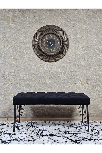 Siyah Boyalı Tel Ayaklı 90 cm Puf Bench - Puf - Bench - Kasalı Oturak - Oturak - Yatak Ucu Puf Siyah Renk 90 x 41 Boyut/Ebat - Resim 3