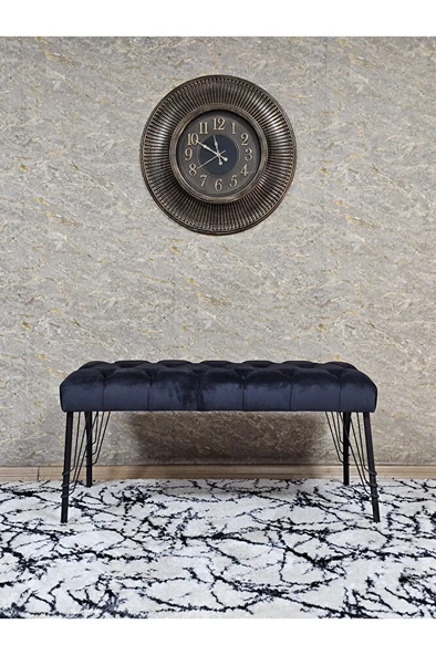 Siyah Boyalı Tel Ayaklı 90 cm Puf Bench - Puf - Bench - Kasalı Oturak - Oturak - Yatak Ucu Puf Füme Renk 90 x 41 Boyut/Ebat - Resim 3