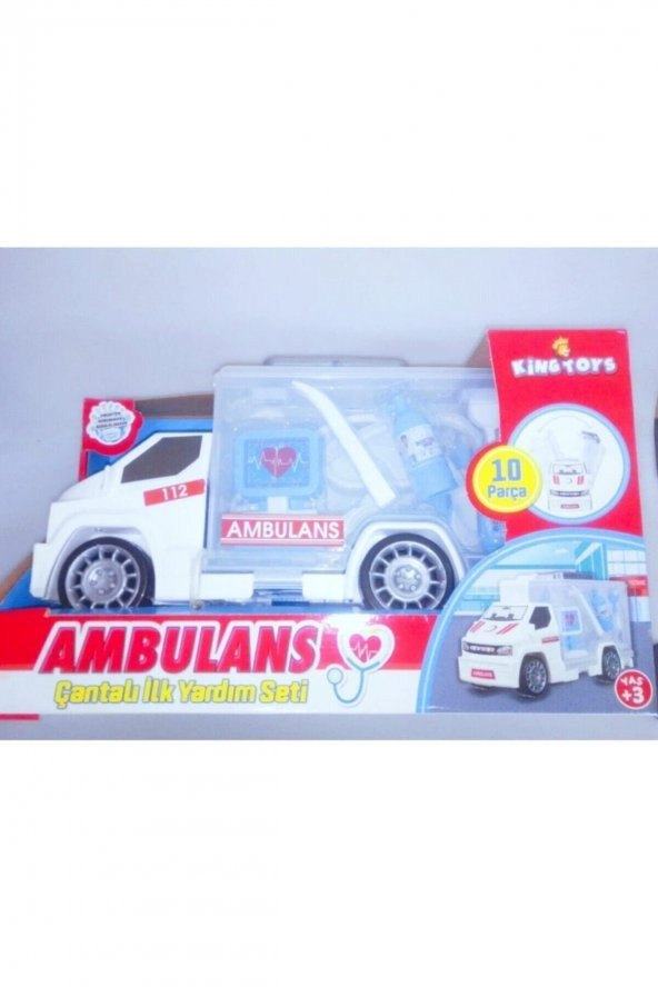 Oyuncak Çantalı Ambulans Arabası 10 Parça Büyük Boy Sağlıkçı Malzemeleri Ambulans Aksesuarlı Oyuncak - 2