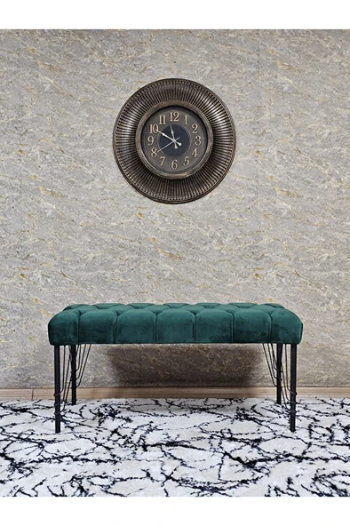 Siyah Boyalı Tel Ayaklı 90 cm Puf Bench - Puf - Bench - Kasalı Oturak - Oturak - Yatak Ucu Puf Yeşil Renk 90 x 41 Boyut/Ebat - Resim 3