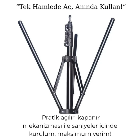 Ayarlanabilir Alüminyum Tripod Işık Standı Katlanabilir, Dayanıklı ve Ring Light Uyumlu - 4