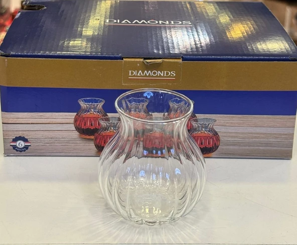 Diamonds Keyfi Ala Çizgili 6Lı Çay Bardağı ürün görseli 1