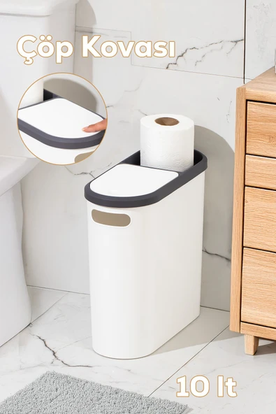 Porsima M-325 Çöp Kutusu Banyo Mutfak Çöp Kovası Kapaklı Banyo Çöp Kovası 10LT ürün görseli