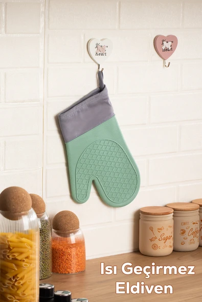 Porsima 3137-3 Silikon Yanmaz Yapışmaz Fırın Eldiveni Yeşil ürün görseli