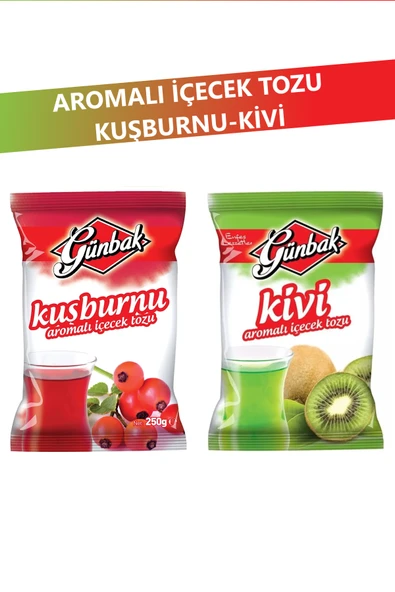 Günbak Aromalı İçecek Tozu 250 gr x 2 Adet (Kuşburnu - Kivi) ürün görseli
