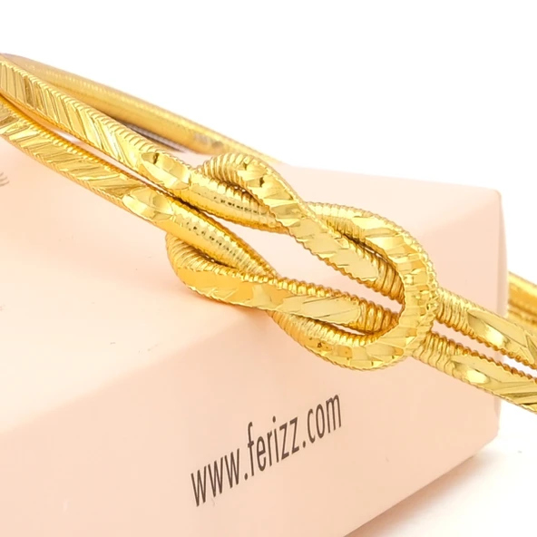 Altın Kaplama İmitasyon Başak Ajda Aşk Düğümü Bilezik BLZ-3113 - Resim 4