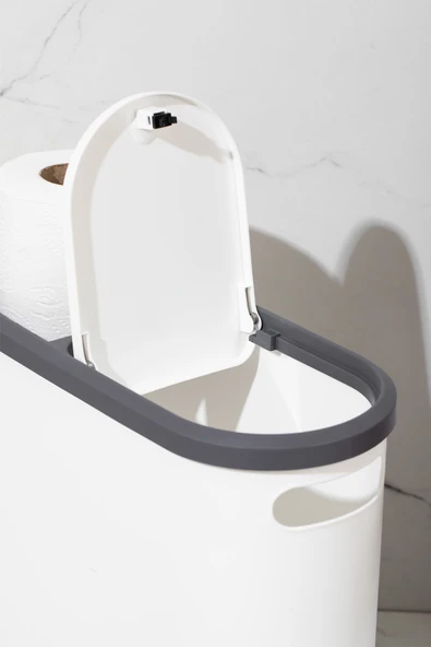 Porsima M-325 Çöp Kutusu Banyo Mutfak Çöp Kovası Kapaklı Banyo Çöp Kovası 10LT - Resim 4