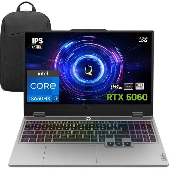 Loq 15IRX10 Intel Core I7 13650HX 32GB 1tb SSD Rtx 5060 8gb (100W) 15,6" Fhd 144Hz IPS Panel Windows 11 Pro Taşınabilir Bilgisayar 83JE00ETTR Snertech Çanta ürün görseli