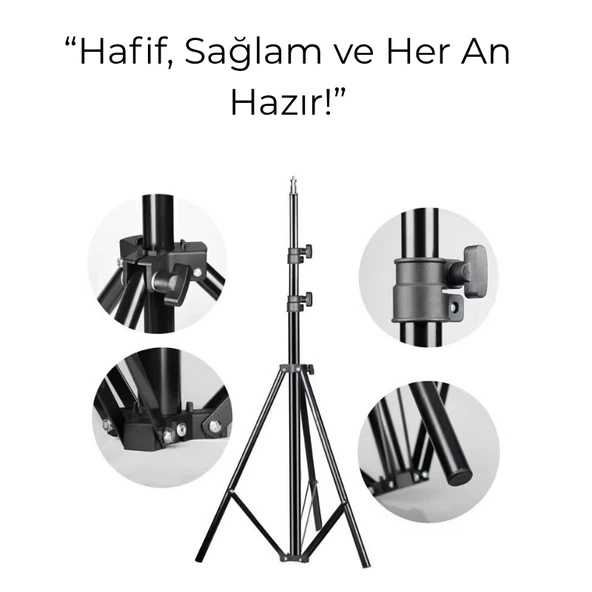 Ayarlanabilir Alüminyum Tripod Işık Standı Katlanabilir, Dayanıklı ve Ring Light Uyumlu