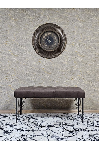 Siyah Boyalı Tel Ayaklı 90 cm Puf Bench - Puf - Bench - Kasalı Oturak - Oturak - Yatak Ucu Puf Kahverengi Renk 90 x 41 Boyut/Ebat - Resim 3