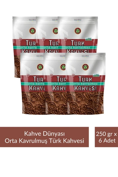 Kahve Dünyası Zıpper Türk Kahvesi Orta Kavrulmuş 250 gr x 6 Adet ürün görseli