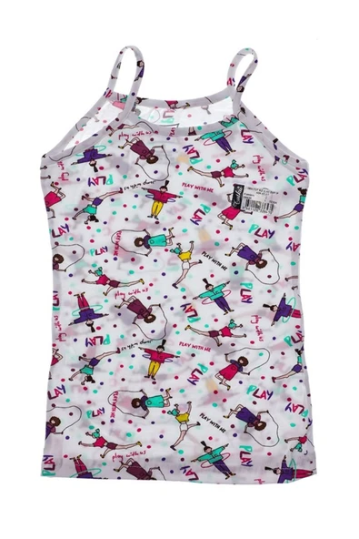 Tutku 6 Adet Kız Çocuk Elastan Empirme İp Asklı Renkli Atlet - Resim 4