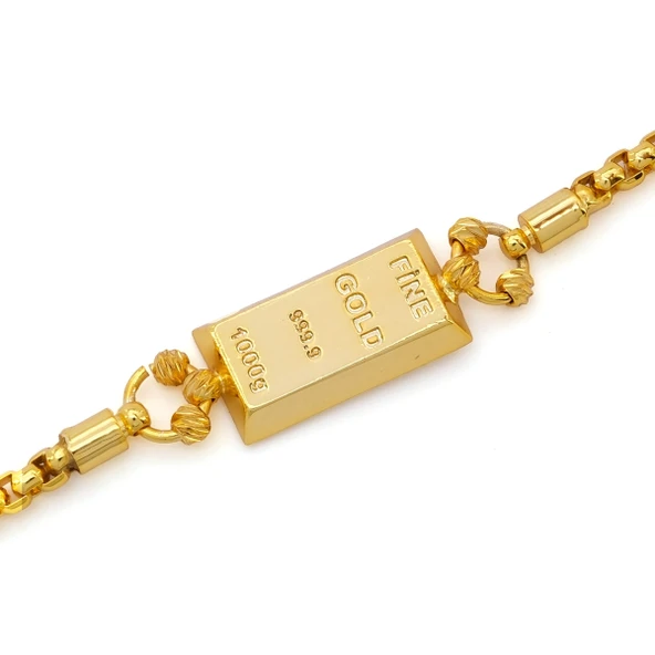 İmitasyon Altın Kaplama Çizgili Figaro Desenli Külçe Bileklik BLK-1156 - Resim 4