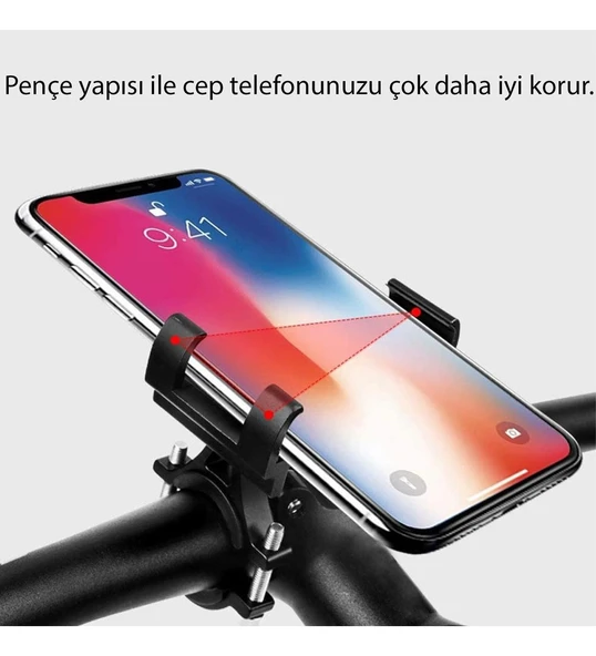 Alüminyum Bisiklet Motosiklet Universal Ayarlanabilir Cep Telefonu Gidon Tutucu - 2