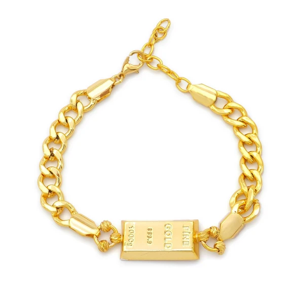 İmitasyon Altın Kaplama Figaro Desenli Külçe Bileklik BLK-1157 ürün görseli