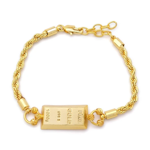 İmitasyon Altın Kaplama Burgu Desenli Külçe Bileklik BLK-1155 ürün görseli