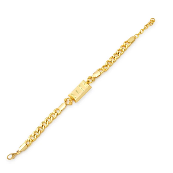 İmitasyon Altın Kaplama Figaro Desenli Külçe Bileklik BLK-1157 - Resim 5