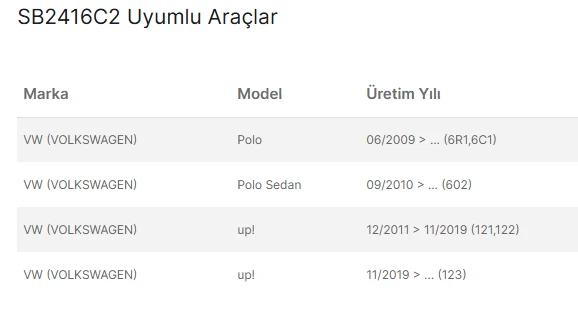 Silbak Silecek Süpürge Takımı Muz /600 mm (sol) / 400 mm (sağ)  VW Polo 6 2007-2009 - Skoda 2009-2011 - Fabia 3 2008-2014 SB2416C2 - 3