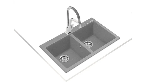 TEKA FORSQUARE 790 TEZGAH ÜSTÜ STONE GRİ GRANİT EVYE - Resim 2