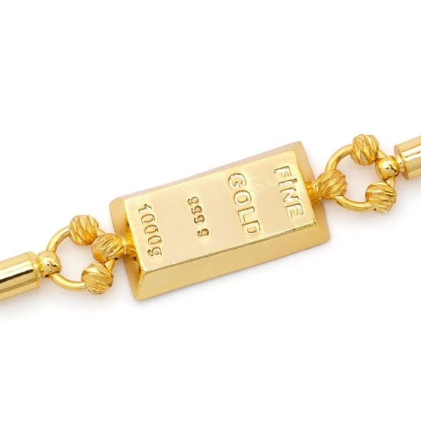 İmitasyon Altın Kaplama Burgu Desenli Külçe Bileklik BLK-1155 - Resim 5