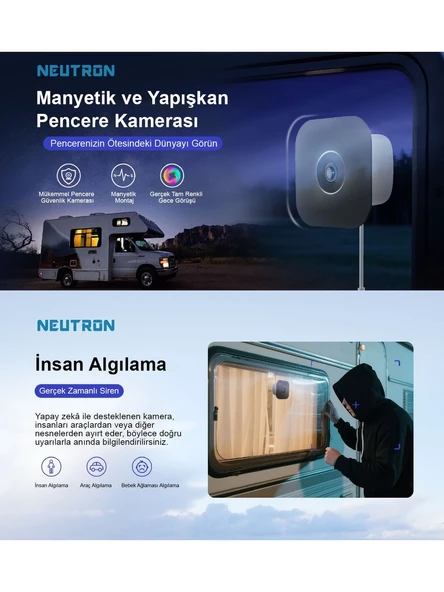 Neutron NTL-IP15GS-3MP 3mp Full-Color Wifi Pencere Kamerası Kablosuz Karavan Kamerası Manyetik Ve Yapışkanlı Pencere Kamerası ürün görseli 1
