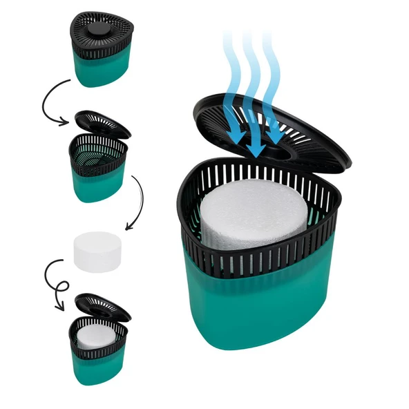 Yeşil, Yeşil Elma Kokulu Üçgen Nem Alıcı Aparat - Koku ve Rutubet Giderici 500Gr ürün görseli