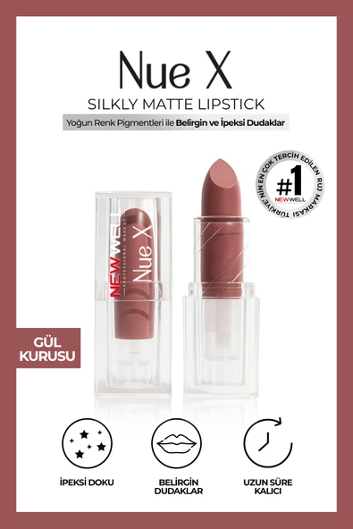 Nue X Silkly Matte Lipstick Gül Kurusu 02