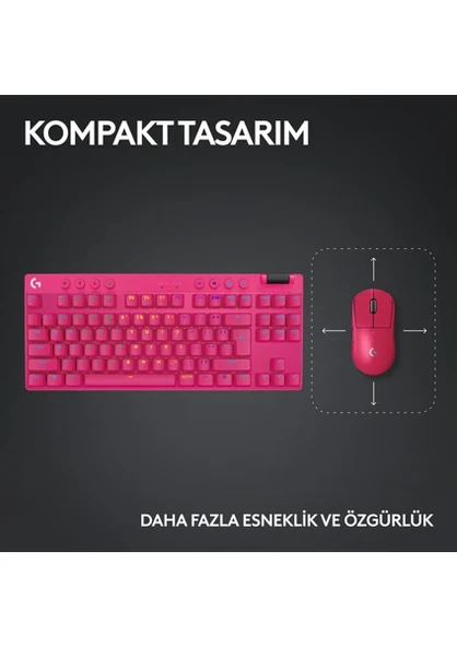 Logitech G Pro X TKL Lıghtspeed RGB Oyuncu Klavyesi - Pembe - 7