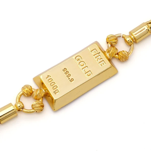 İmitasyon Altın Kaplama Örgü Desenli Külçe Bileklik BLK-1154 - 4